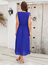 Sleeveless Slim Pleated V-neck Dress