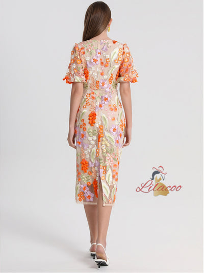 Heavy Industry Embroidery Slim Dress