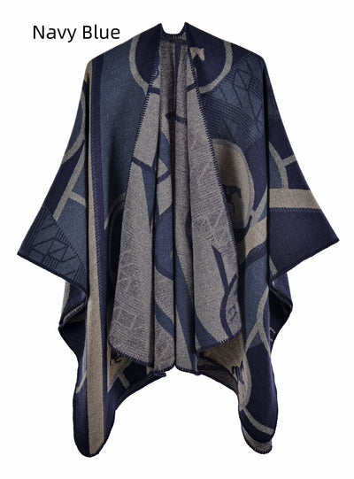 Thickened Cashmere Split Cloak Shawl