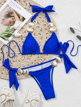 Sexy Split Swimsuit Metal Shell Bikini