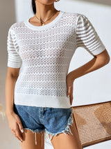 Pullover Short Sleeve Solid Color Sweater