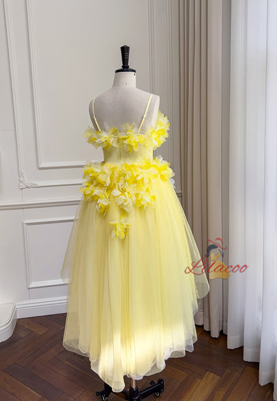 Three-dimensional Flower Mesh Sling Dress