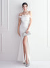 White Mermaid Off the Shoulder Split Prom Dress