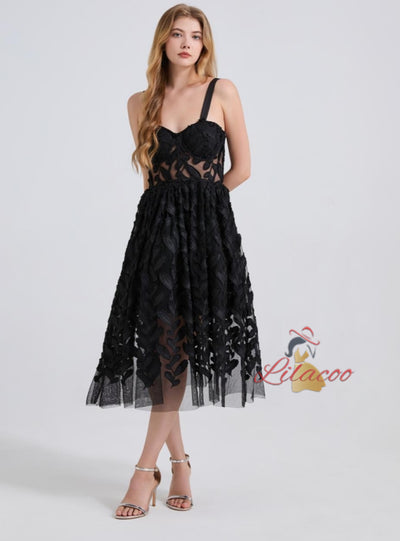 Three-dimensional Flower Tube Top Sling Dress