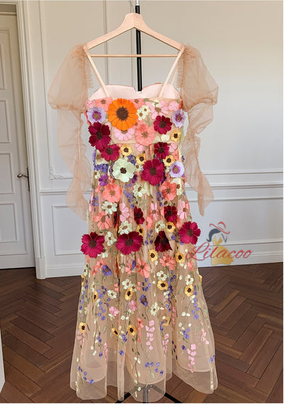 Long-sleeved Evening Dress with Detachable Sleeve