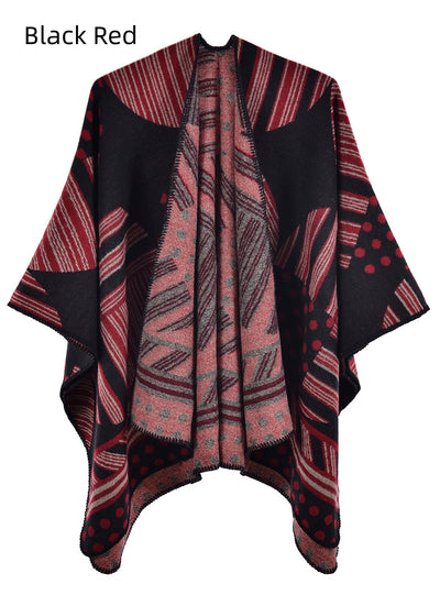 Retro Cashmere-like Padded Warm Knitted Cloak Scarf