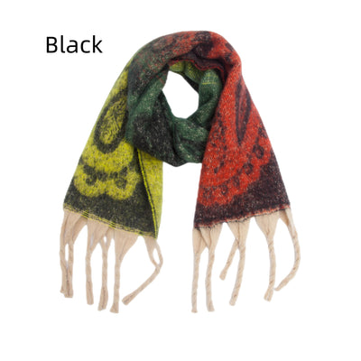 Thick Fringed Jacquard Scarf