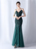 Sequins Tulle Straps Beading Prom Dress