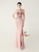 Mermaid Spaghetti Straps Lace Beading Prom Dress