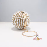 Hand-held Small Round Pearl Dinner Bag