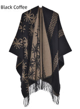 Double Tassels Increase Thick Split Cloak Shawl