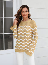 Long Sleeve Spliced Hollow Pullover Sweater