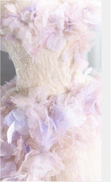 Ball Gown Strapless Tulle 3D Flower Wedding Dress