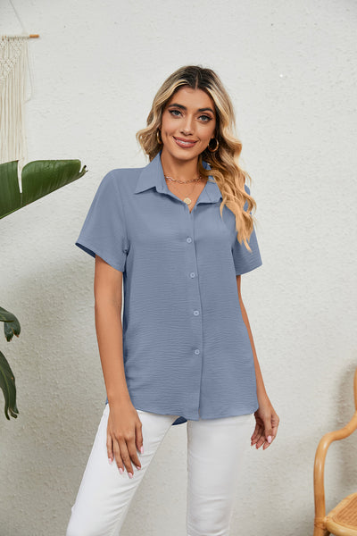Casual Loose Short-sleeved V-neck Shirt