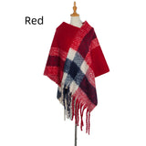 Thick Fringed Plaid Pullover Cloak