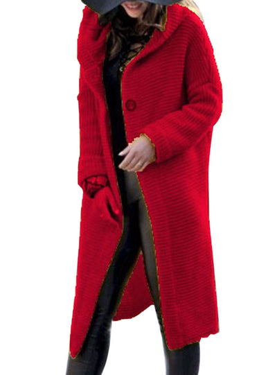 Long Sweater Cardigan Hooded Coat