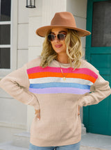 Thin Stitching Color Pullover Sweater