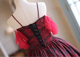 Burgundy Print Spaghetti Straps Homecoming Dress