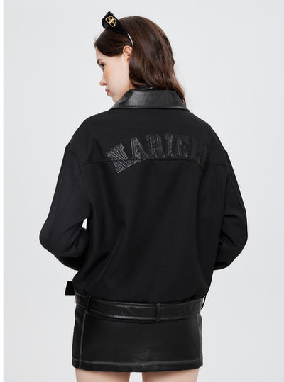 Leather POLO Collar Loose Jacket