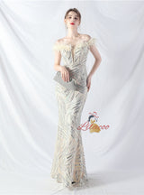 Mermaid Sequins Off the Shoulder Split Prom Dress