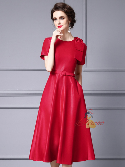 Beige Short Sleeve Mother Of The Bride Dress