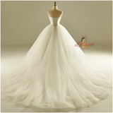 Vintage White Tulle Sweetheart Pleats Wedding Dress