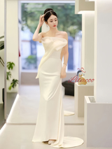 White Mermaid Strapless Wedding Dress