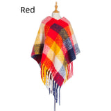 Fringed Pullover Cloak Thickened Color Plaid Shawl