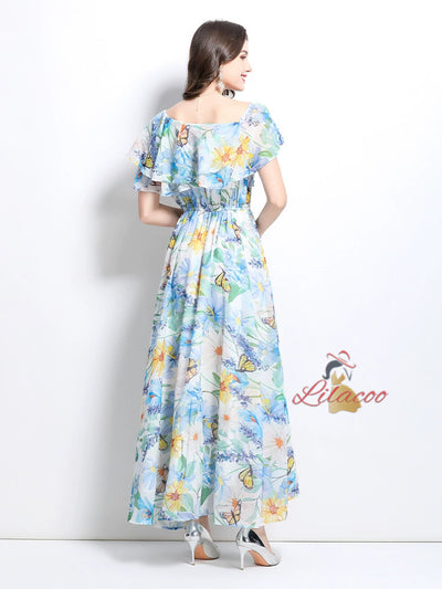 Women Summer Printed Chiffon Dress