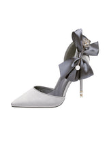 Pearl Pointed Satin Bow Sandals