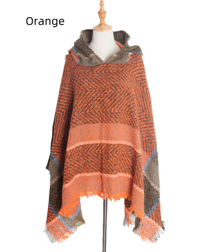 Fishbone Shawl Hooded Cape Cloak