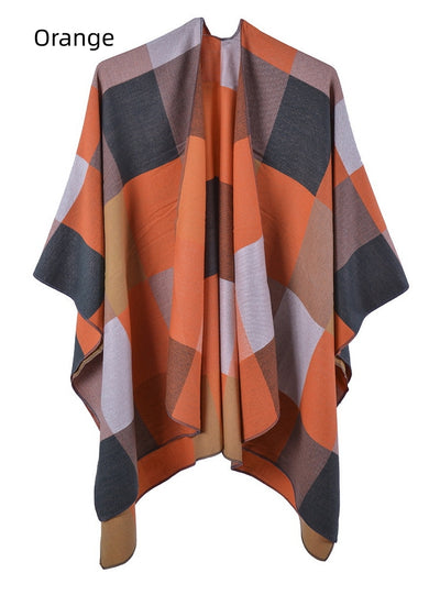 Women Plaid Fringed Scarf Shawl