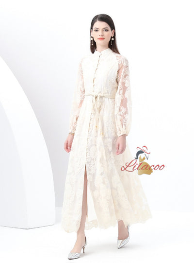 Palace Collar Lace Long Sleeve Dress