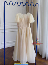 Fashion Round Neck Gauze Pleats Dress