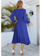 Long Sleeve Round Neck Bow Dress