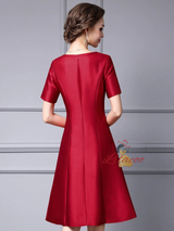 Purple Satin Short Sleeve Mother of the Bride Dress