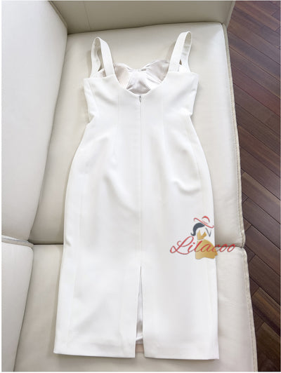 White Sleeveless Slim Dress