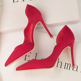 Thin High Heel Suede Pointed Shoes