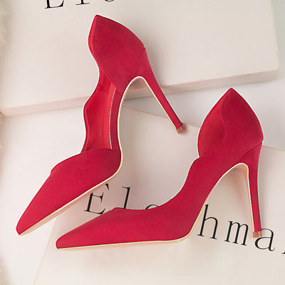 Thin High Heel Suede Pointed Shoes
