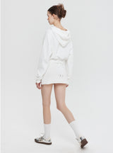 Waist-closed Hooded Short Sports Top