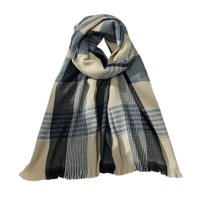 Women Checked Warm Scarf