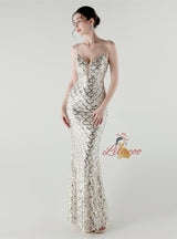 Spaghetti Straps Mermaid Sequins Prom Dress