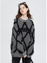 Color Matching Striped Retro Loose Sweater