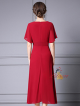 Pink V-neck Beading Mother Of The Bride Dress