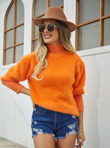 Turtleneck Solid Color High Neck Sweater