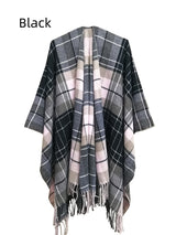 Double-sided Plaid Split Shawl