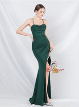 Mermaid Spaghetti Straps Beading Prom Dress