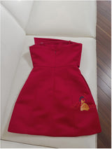 Red Strapless Short Prom Dress