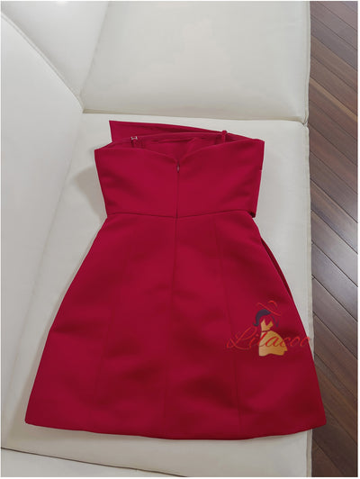 Red Strapless Short Prom Dress