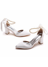 7 cm Thick Heel Pointed Strap Sandals